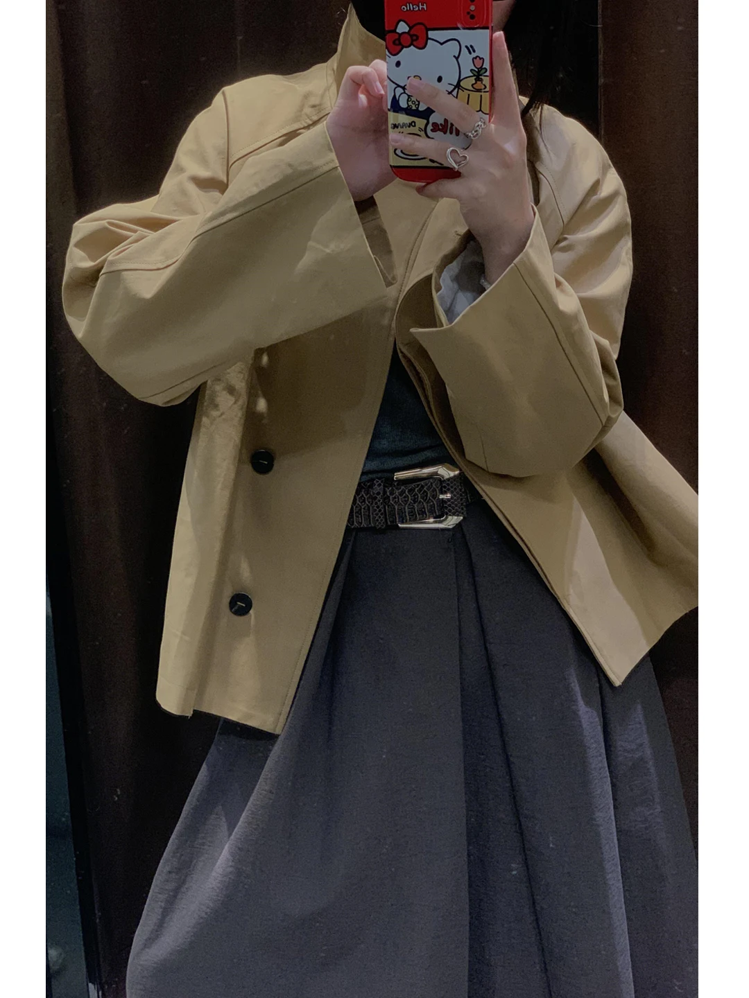 

Коричневое пальто Cute Briti Sle ort с высоким воротником, женское пальто Jaet, новинка 2025, размер кактус, 3833243, ветровка в Корейском стиле