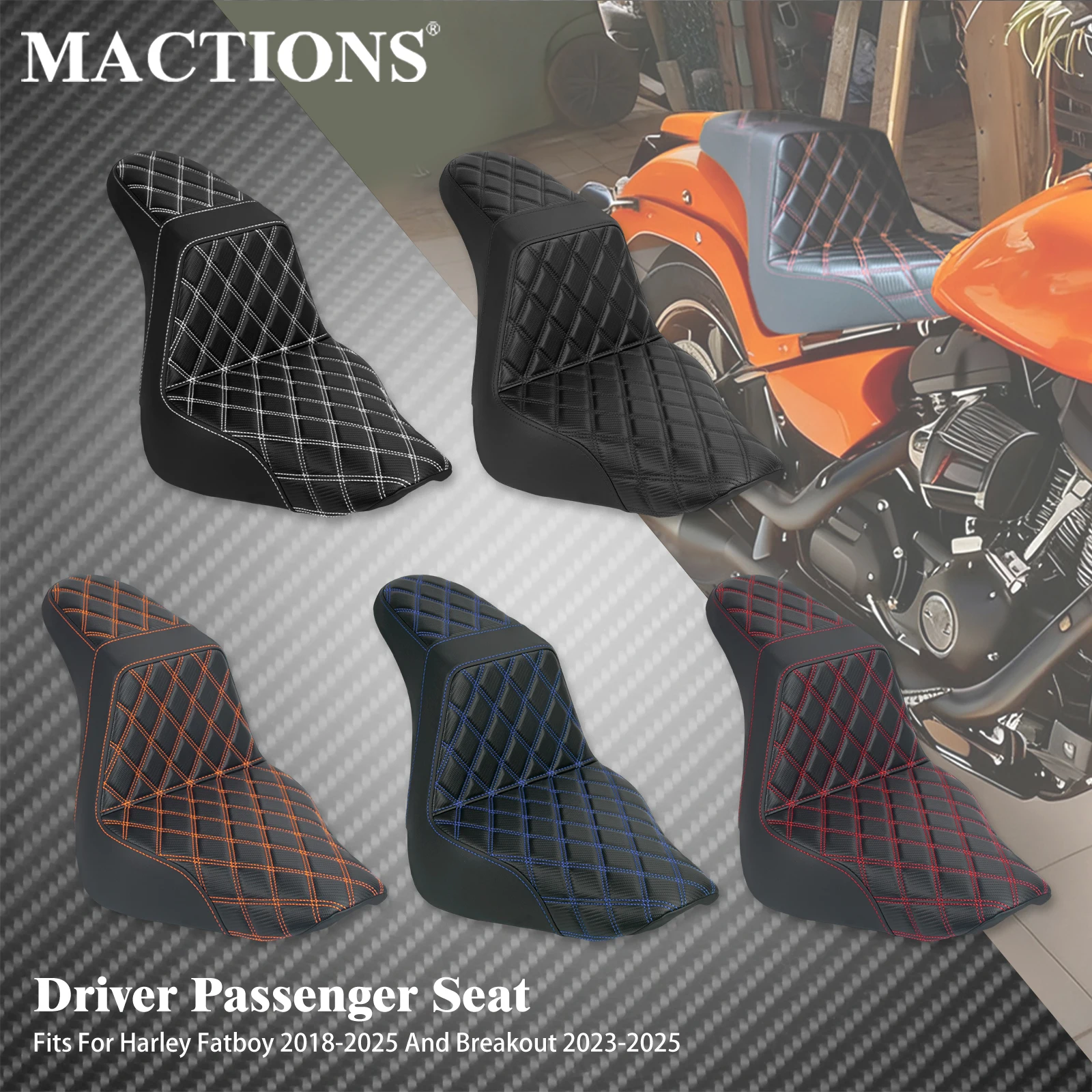 

Motorcycle Two-Up Seat Driver Passenger Rider Front Rear Saddle Cushions For Harley Softail Breakout 2023-2025 Fat Boy 2018-2025