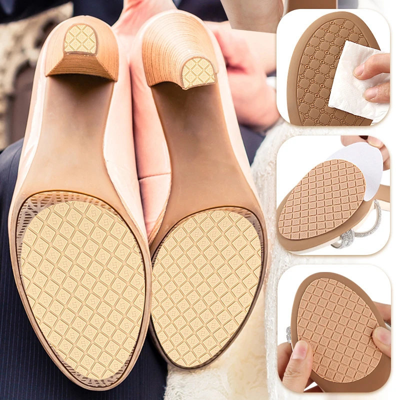 2*Non-Slip Wear-Resistant Shoes Mat Stickers Self-Adhesive Sole Protector High Heels Forefoot Sticker Silicone Rubber Soles Pads