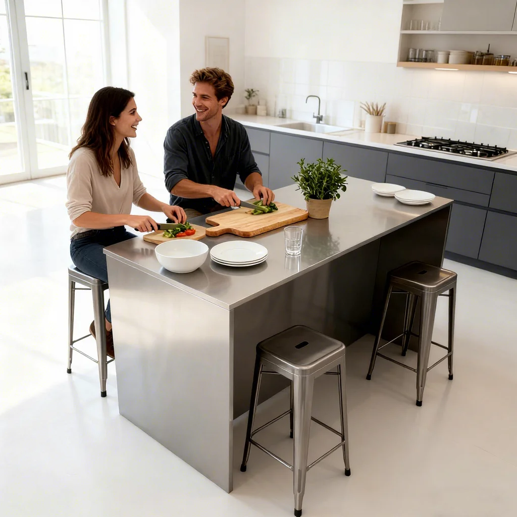 Stainless steel rectangular island counter, bar counter, workbench, operating table and display rack.