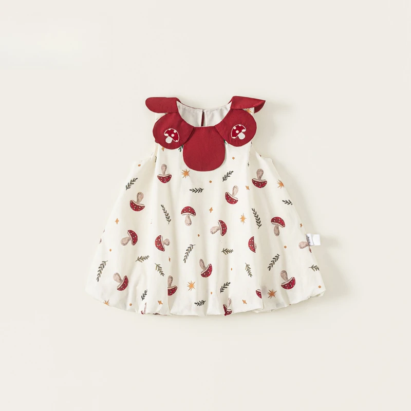 

Children's Clothing Summer New Girl's Skirt Sweet Petal Collar Embroidered Flower Bud Skirt Girl Sleeveless Dress.