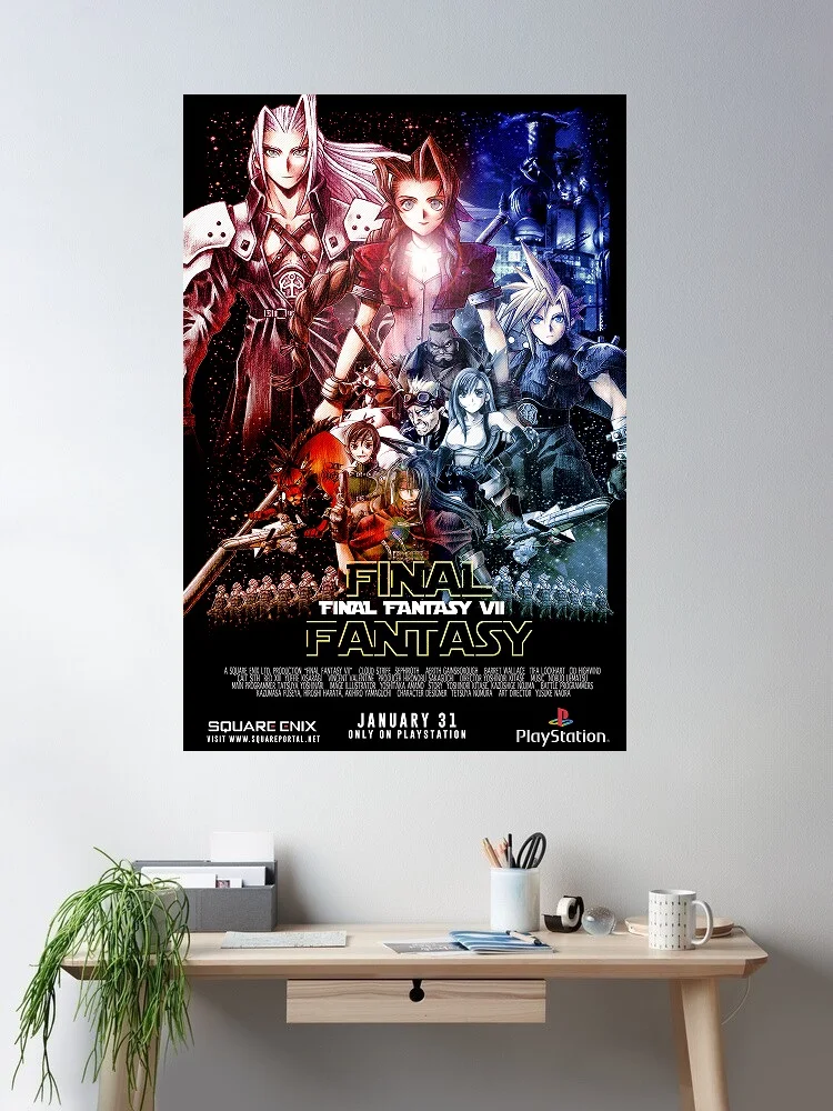 Final Fantasy IX Cloud and Tifa Fantasy Game, Art Print Silk Poster Home Wall Decor