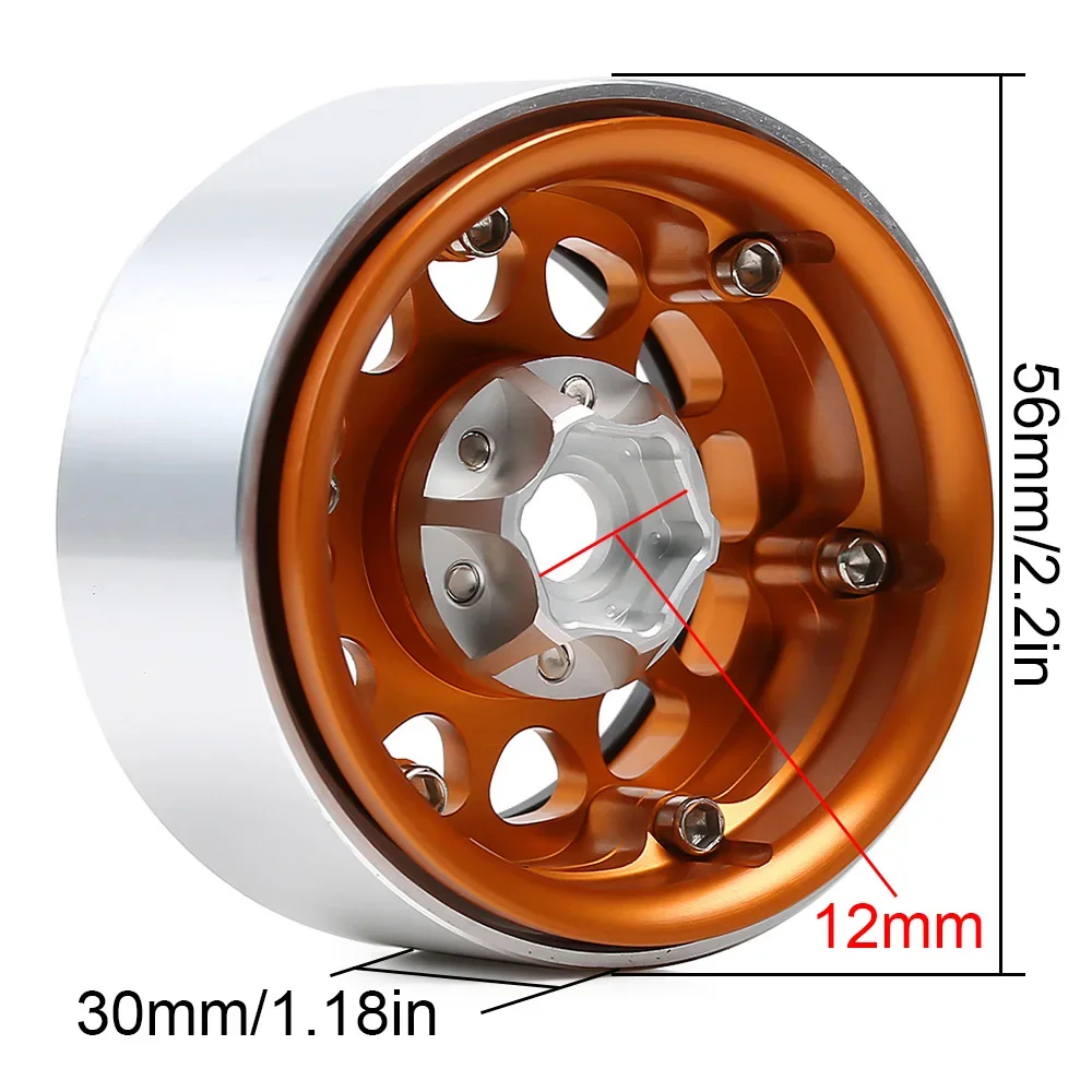 INJORA 4 sztuki felgi CNC ze stopu aluminium 1.9 Beadlock do 1/10 RC Crawler Car Axial SCX10 90046 AXI03007 TRX4 VS4-10 Redcat Gen8