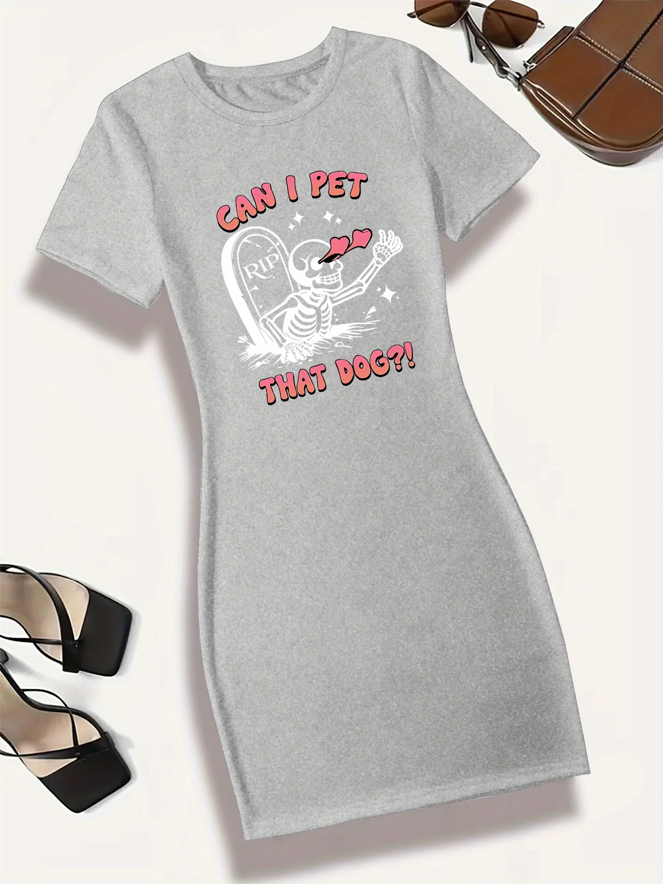 

New European and American Spring/Summer Women's T-Shirt Dress Printed Casual Top O-neck Short Sleeve Elegant Dress