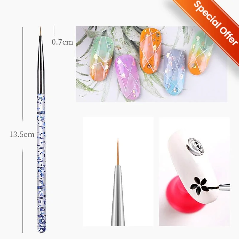 

1Set Nail Art Liner Brushes Acrylic French Stripe Line Gel Nail Polish Painting Drawing Flower Pen Gel Set Nail Pen Accessories