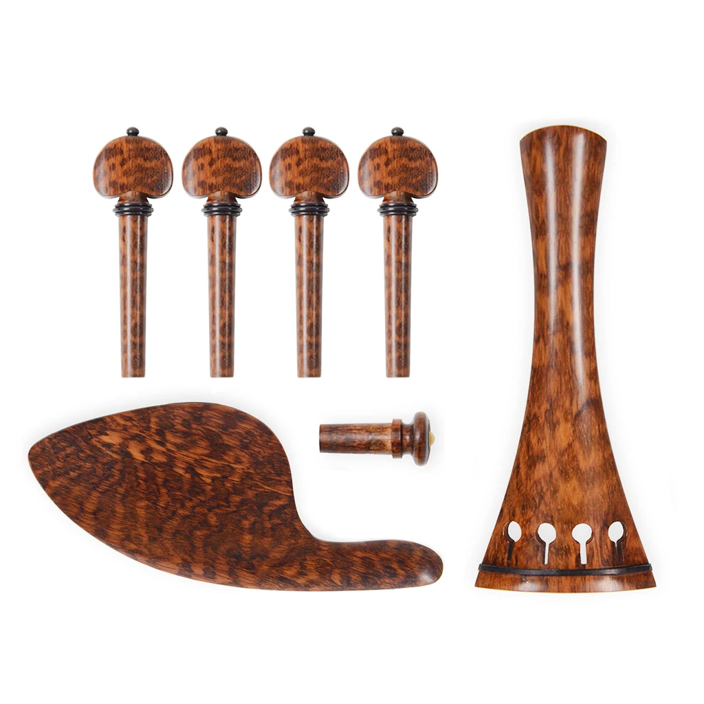 Deluxe 4/4 Violin Pegs Tailpiece Chin Rest Endpin Excellent Snakewood Fiddle Part Accessories For DIY Violin Master Luthier SET