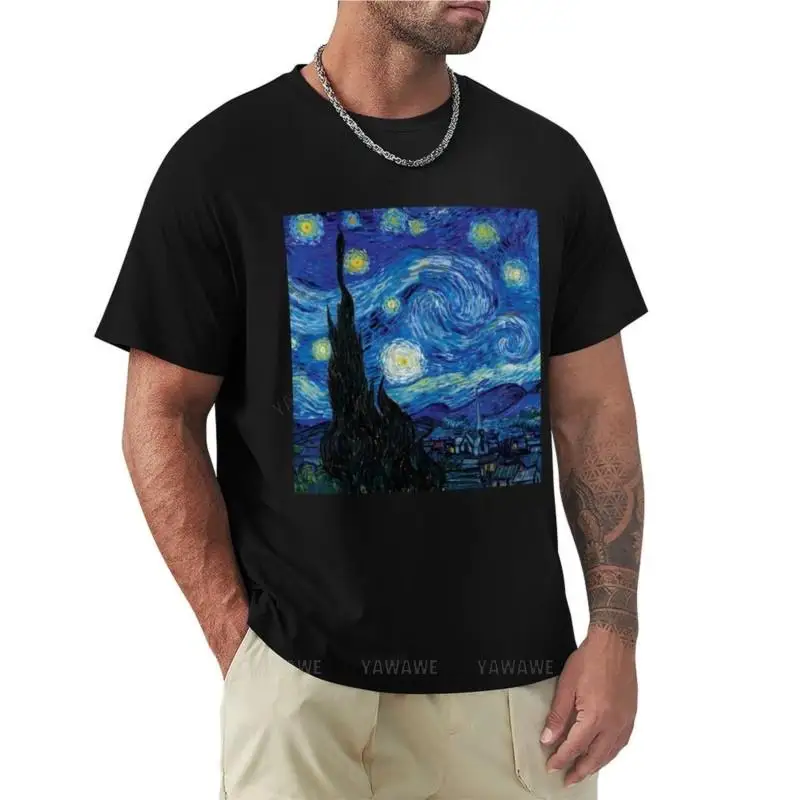 black t-shirts Vincent Van Gogh - Starry Night T-Shirt vintage t shirt T-shirt short mens funny t shirts crew neck teeshirt