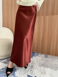 Spring and Autumn Women's Casual Solid Color High Waist Loose Skirt