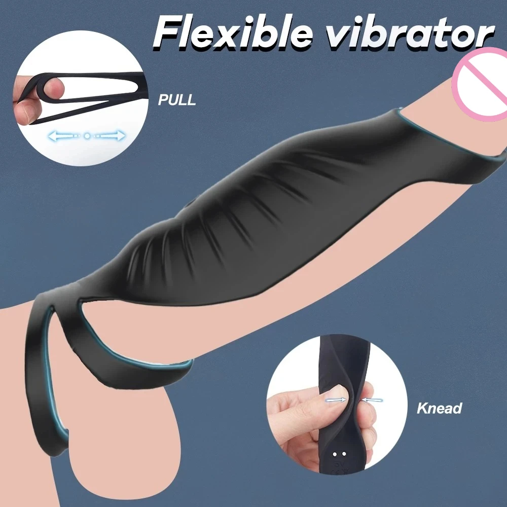 ذكر عن بعد تهتز الديك سيليكون كم حلقة تأخير القذف القضيب توسيع الجنس لعب للرجال الخصية هزاز #4