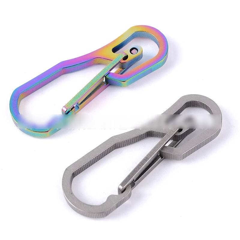 H962 Outdoor Titanium TC4 Mechanic Press the Key Ring, Elastic Hanging EDC Multifunctional Carabiner, Titanium