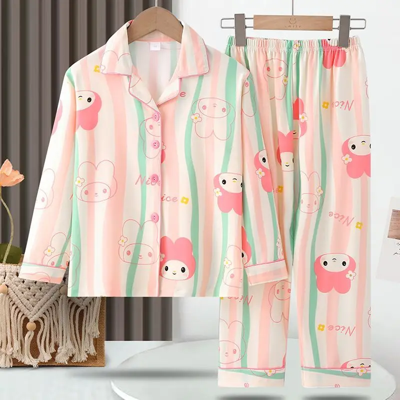 طقم بيجامة سانريو كورومي ماي ميلودي، طقم بيجامة إبداعي عالي الجمالي بطباعة رقمية للفتيات بأكمام طويلة يمكن ارتداؤه في الخارج