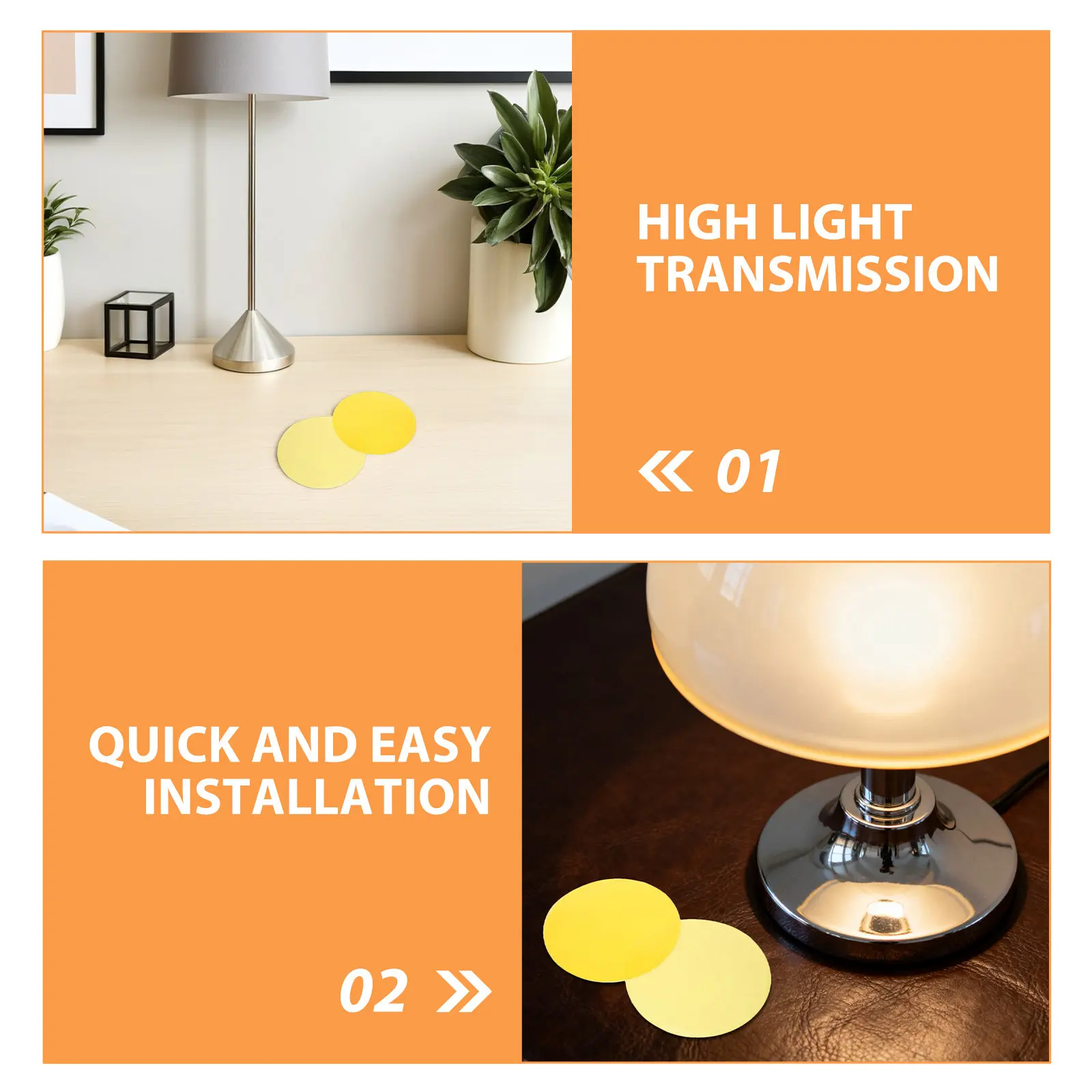 10Pcs Adhesive Light Diffuser Film Sheets Warm Light Filter Gel Plastic Diffusion Lighting Gel Filter for Indoor Outdoor LED