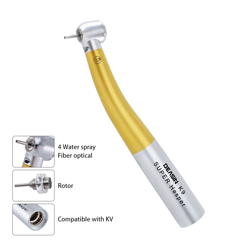 Dental Goldene Fiber optic High Speed Handstück Keramik Lager Air Turbine Drehmoment kopf Push Button für K koppler Zahnarzt Werkzeug
