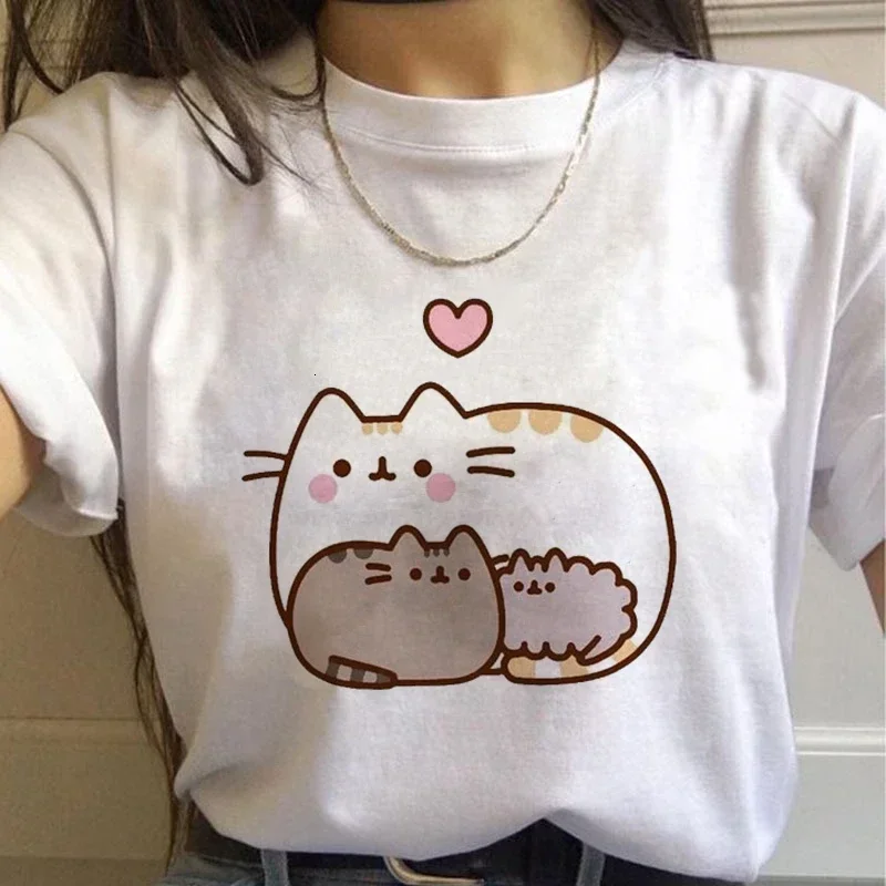 

для женщин Kawaii koty z grafiką Топ женская футболка Harajuku милая девушка уличная одежда повседневные женские топы с рисунком Y2k