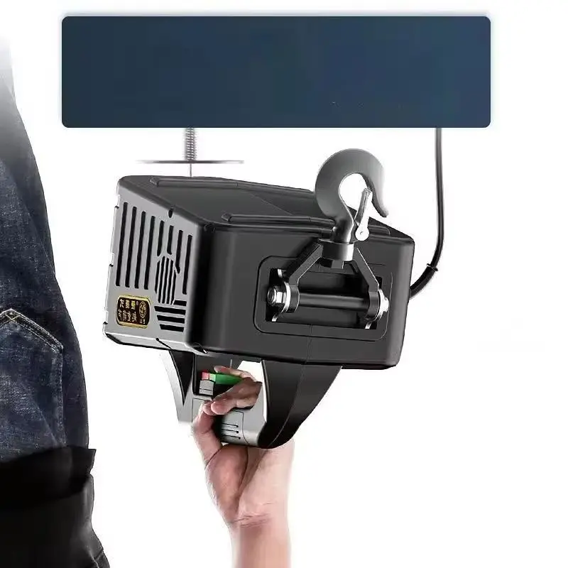 220V Indoor Small Crane Hoist with Wireless Remote Control Electric Hoist 1500W Aluminum Shell for Household Use with Wire Rope