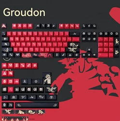 143 Keys Groudon Keycaps Black Red KCA Profile PBT Dye Sublimation Mechanical Keyboard Keycap For MX Switch 61/64/75/84/87/980
