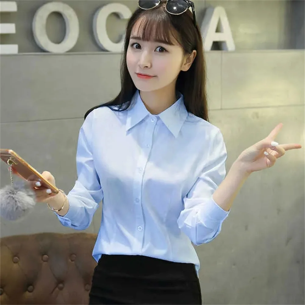 Oversized Solid White Black Professional Shirt Women Long Sleeve Slim Formal Work Spring Autumn New Basic Office OL Blouse Top