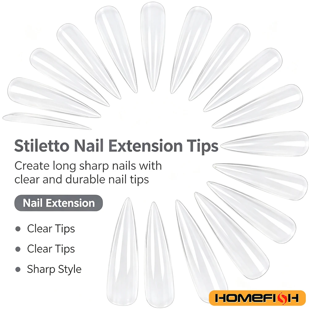120/240 Stück XL Stiletto Gel X Nagelspitzen, transparente künstliche Nägel, extra lange Stiletto-Nägel, vollständige Abdeckung, Werkzeug zur künstlichen Nagelverlängerung – Detail 7
