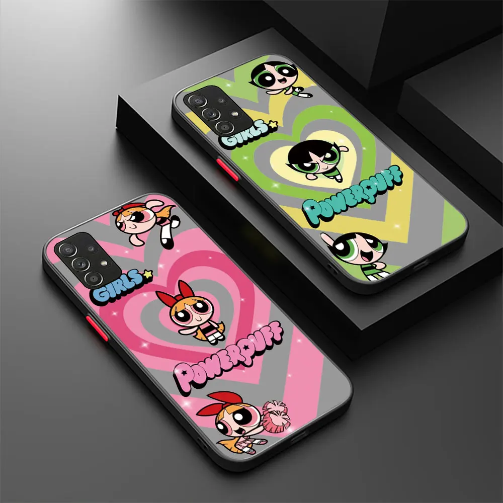 Cartoon P-Powerpuff Girls Case For Samsung Galaxy A73 A72 A71 A53 A52 A52S A51 A42 A33 A32 A31 A23 A22 A21S A14 A13 Matte Cover