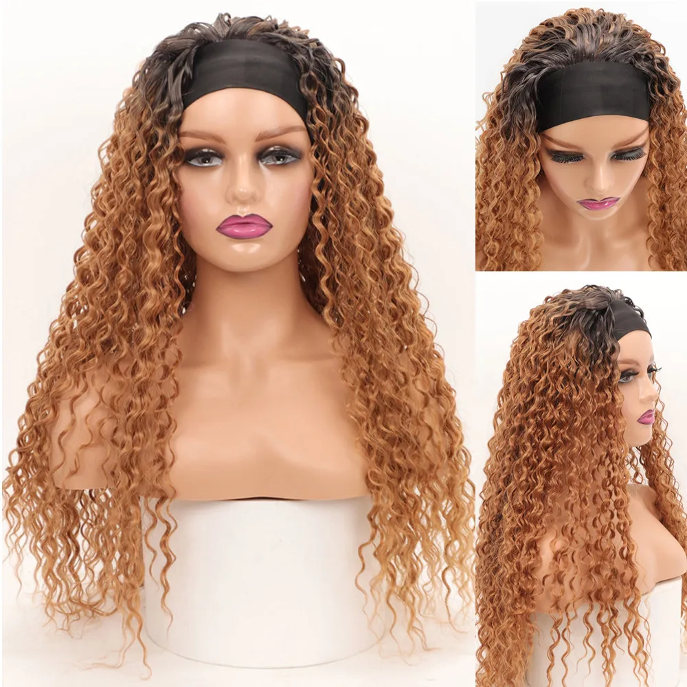 

Synthetic Hair Wigs for Women 26inch Headband Wig Female High Quality Curly Wigs on Sale Clearance Black Brown Headband Wigs