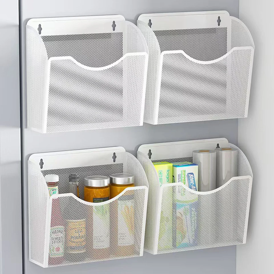 

1PC Magnetic Storage Shelf On The Side Of The Refrigerator For The Kitchen Non-perforated Wall-mounted Storage Rack With Metal