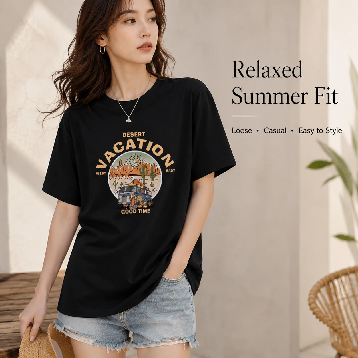 Women Oversized Graphic T Shirt Summer Cotton Short Sleeve Tee Loose Fit Round Neck Casual Streetwear Tops S-3XL