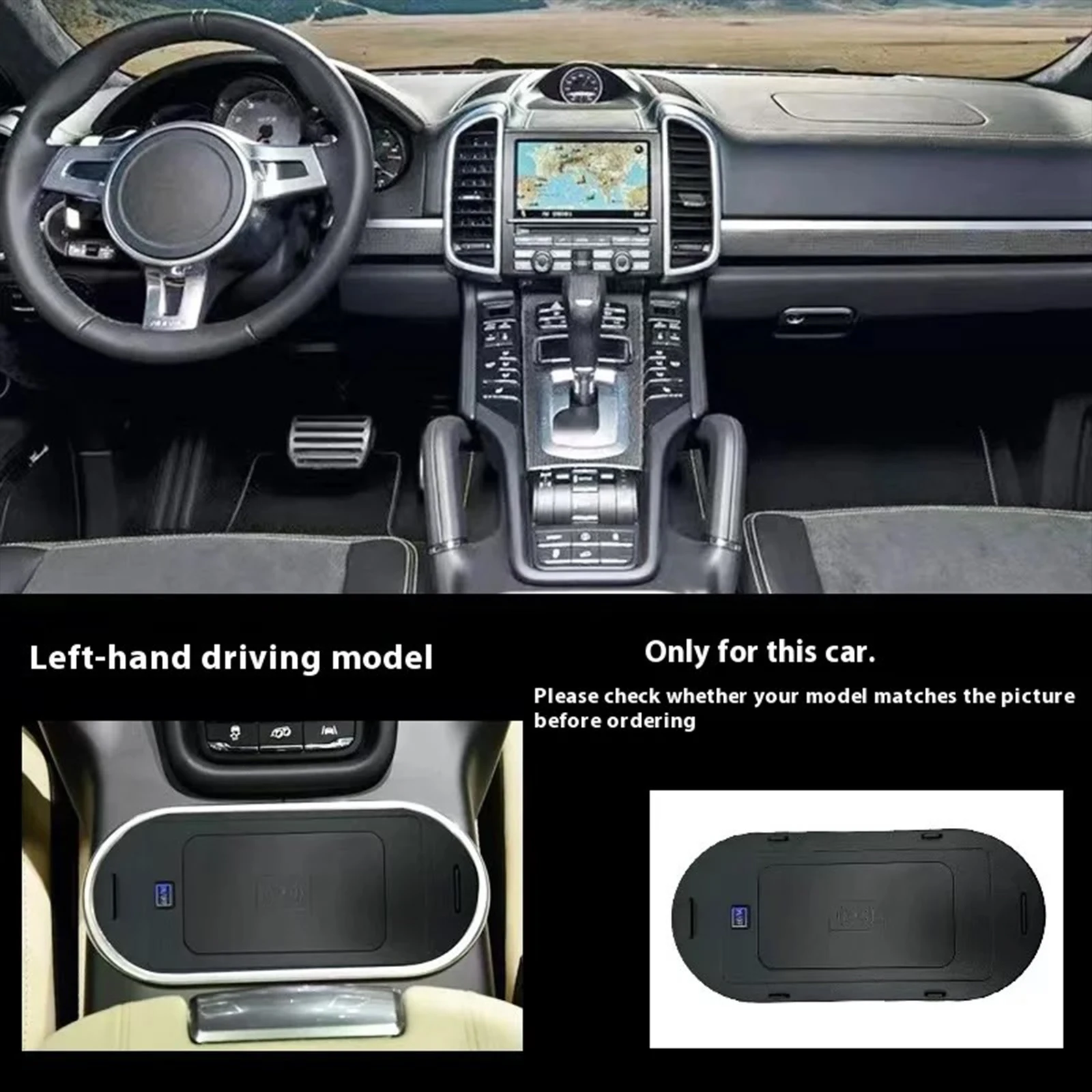 2 Din for Porsche Cayenne 2011-2017 Car Wireless Mobile Phone Charger Center Console Storage 18W iPhone fast charge plate holder