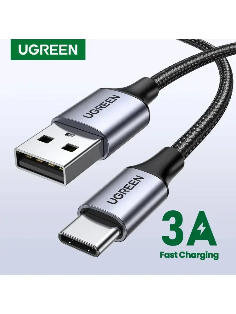 UGREEN Kabel USB Typ C 3A, nylonowa plecionka, 25cm 50cm 1m 1.5m 2m 3m, szybkie ładowanie i transfer danych dla iPhone 16 15, telefonów Android, ładowarka USB C — zdjęcie produktu 7