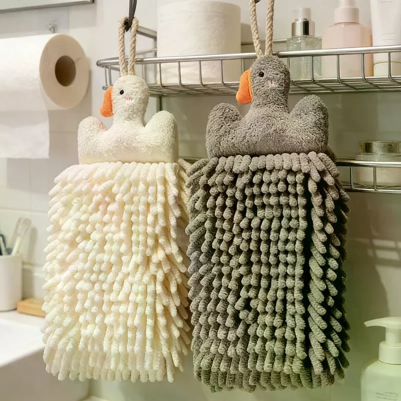 منشفة يد للأطفال من أوزة سميكة من قماش الشنيل الكرتوني معلقة للمطبخ والحمام وغسل منشفة تجفيف لطيفة على الحائط