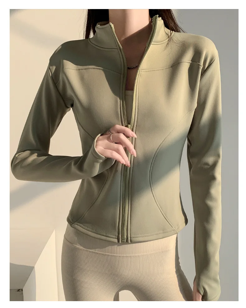 

Women's Yoga Jacket Fleece Lined Zipper Long Sleeve Cycling Sport Fitness Slim Fit Top Autumn Winter Running Exercise Clothes
