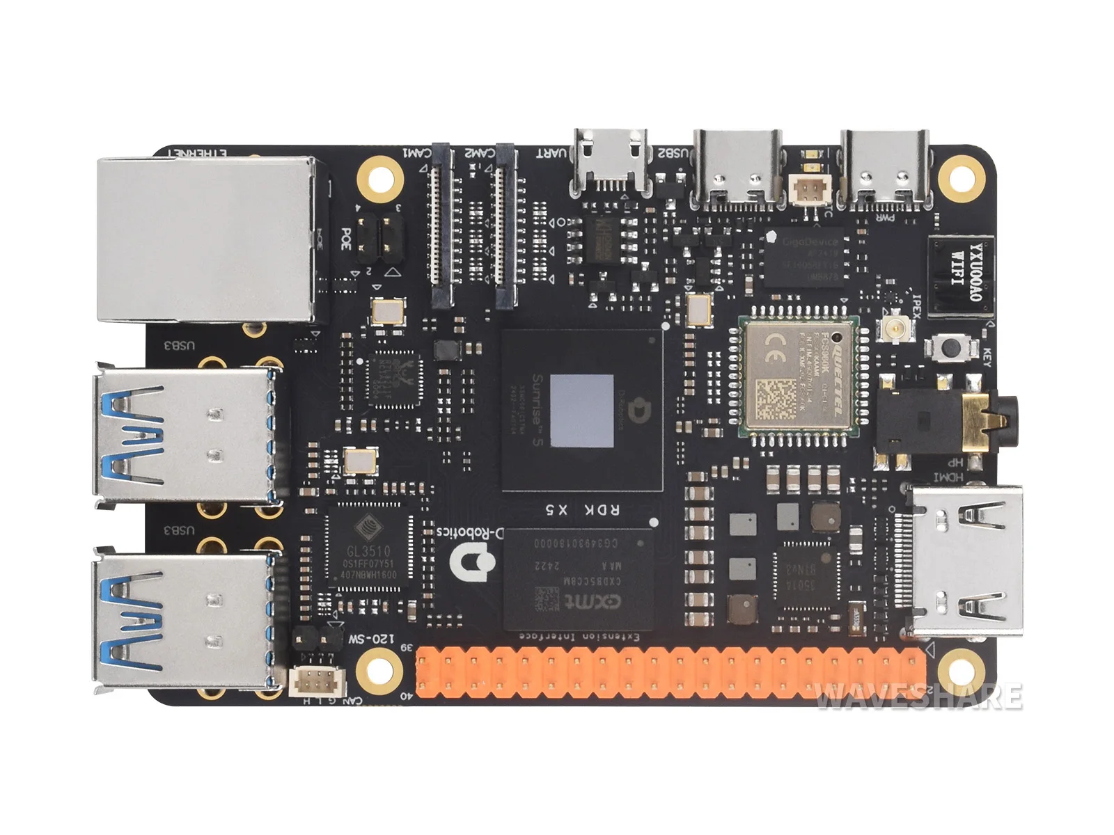 

D-Robotics RDK X5 Development Board, Powered By Sunrise 5 Chip, Octa-core Cortex A55 Processor, 10 TOPS,4GB/8GB RAM For Choose