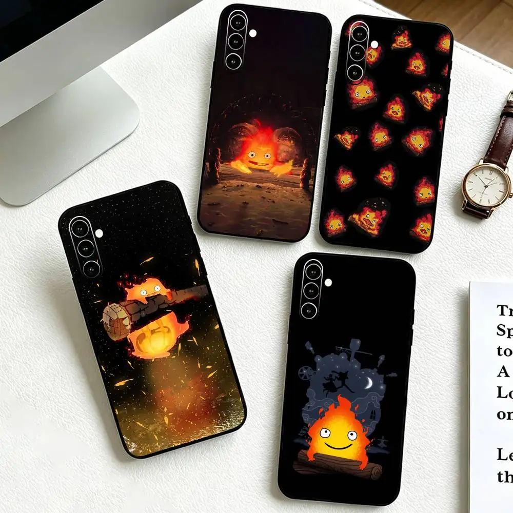 Howl's Moving Castle Calcifer  Phone Case Black Silicone Soft For Samsung Galaxy A73,A72,A71,A70,A53,A52,A51