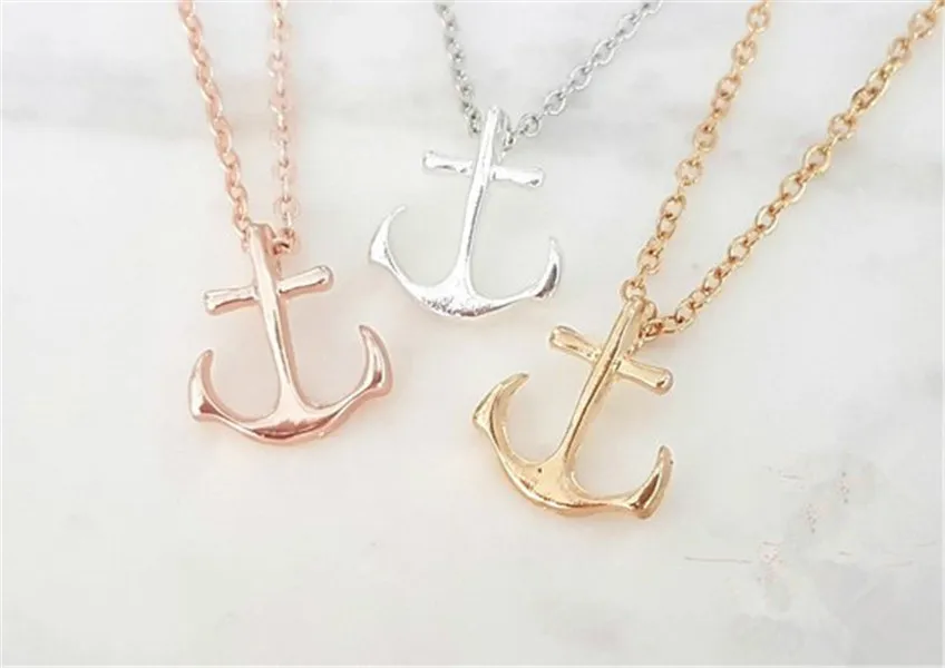 Tiny Marine ship Boat Anchor Necklace Minimalist Sea Nautical Rudder Hook Pendant Chain Collar Clavicle Choker for Women Lady