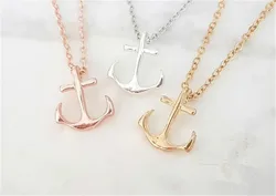 Tiny Marine ship Boat Anchor Necklace Minimalist Sea Nautical Rudder Hook Pendant Chain Collar Clavicle Choker for Women Lady