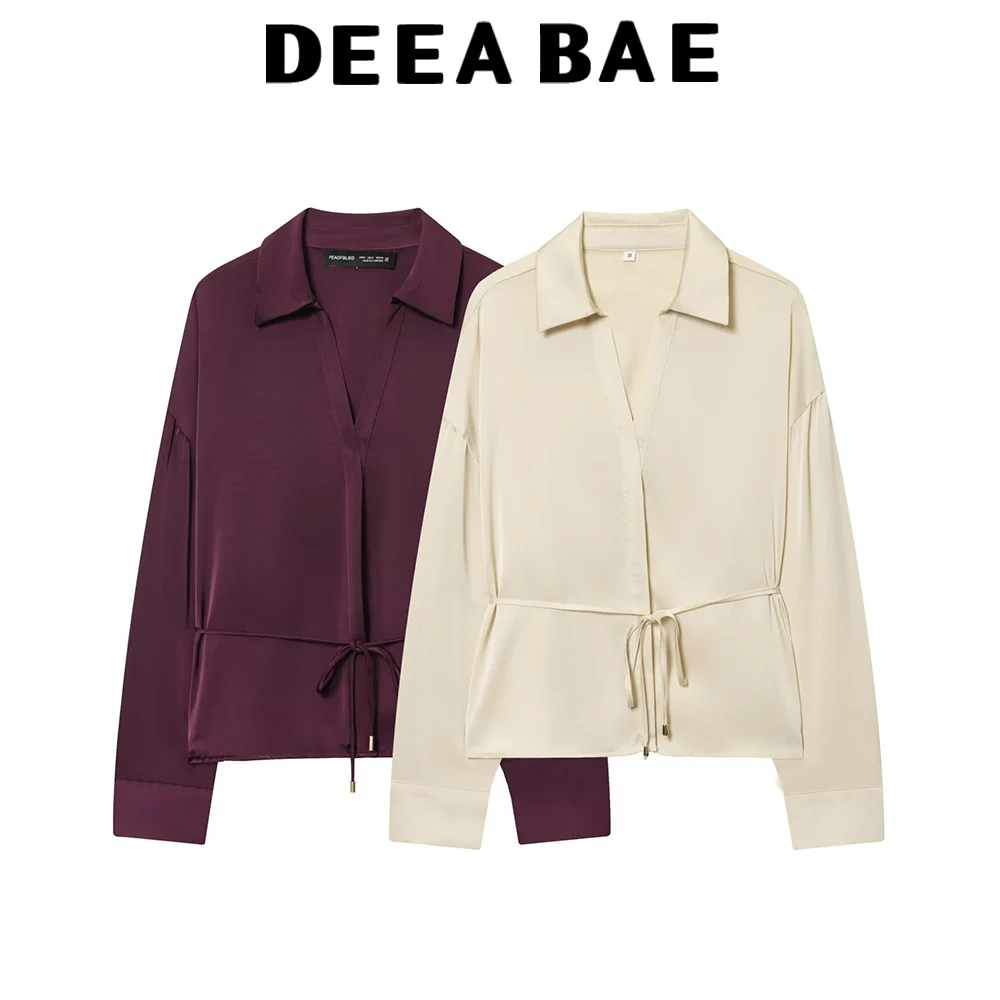 

DEEABAE European and American style women's clothing new 2025 fashionable versatile bow decoration hanging shirt