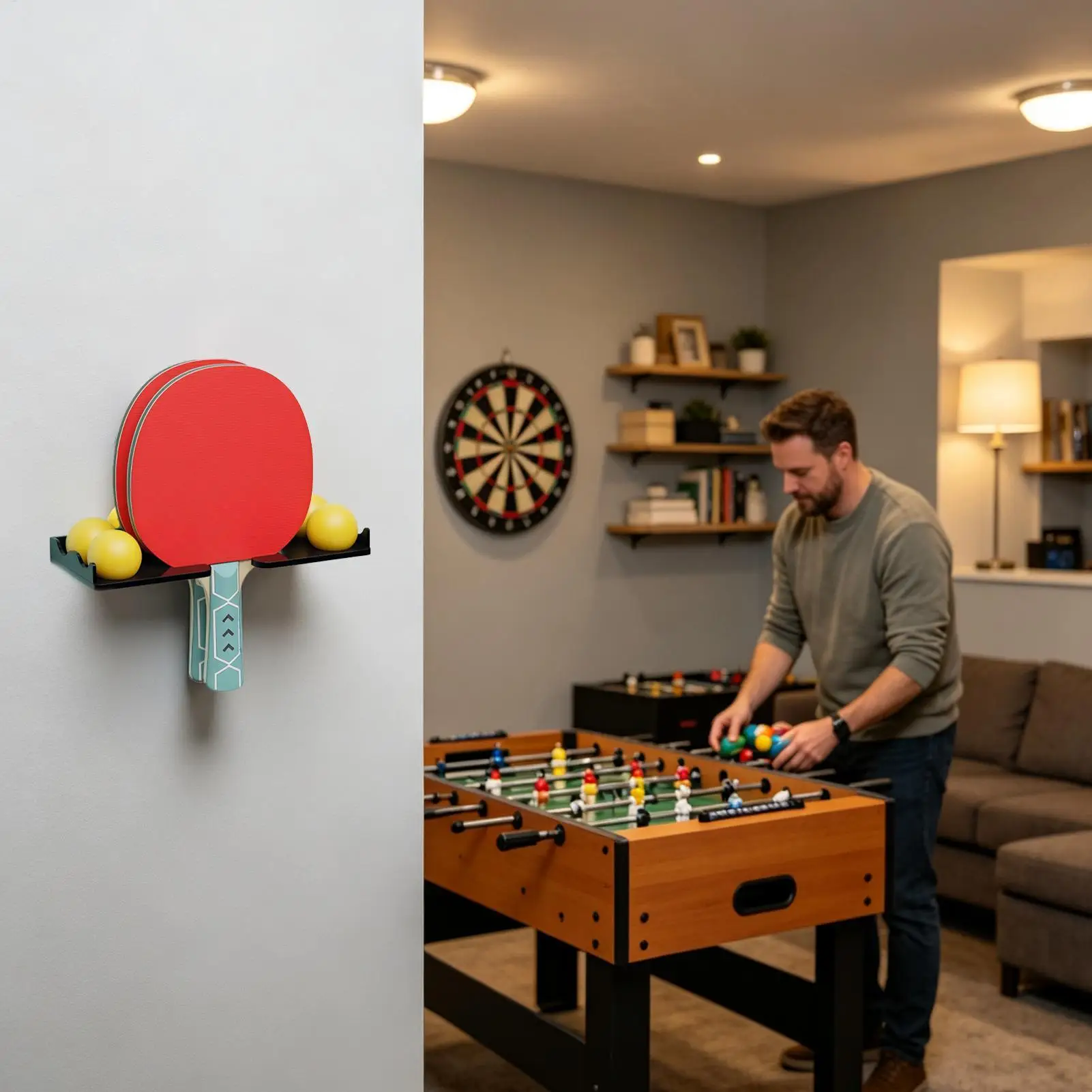 Table Tennis Storage Rack Shatterproof Heavy-Duty Secure Acrylic Storage Sports Ball Paddle Holder Shelf For Garage Office Club