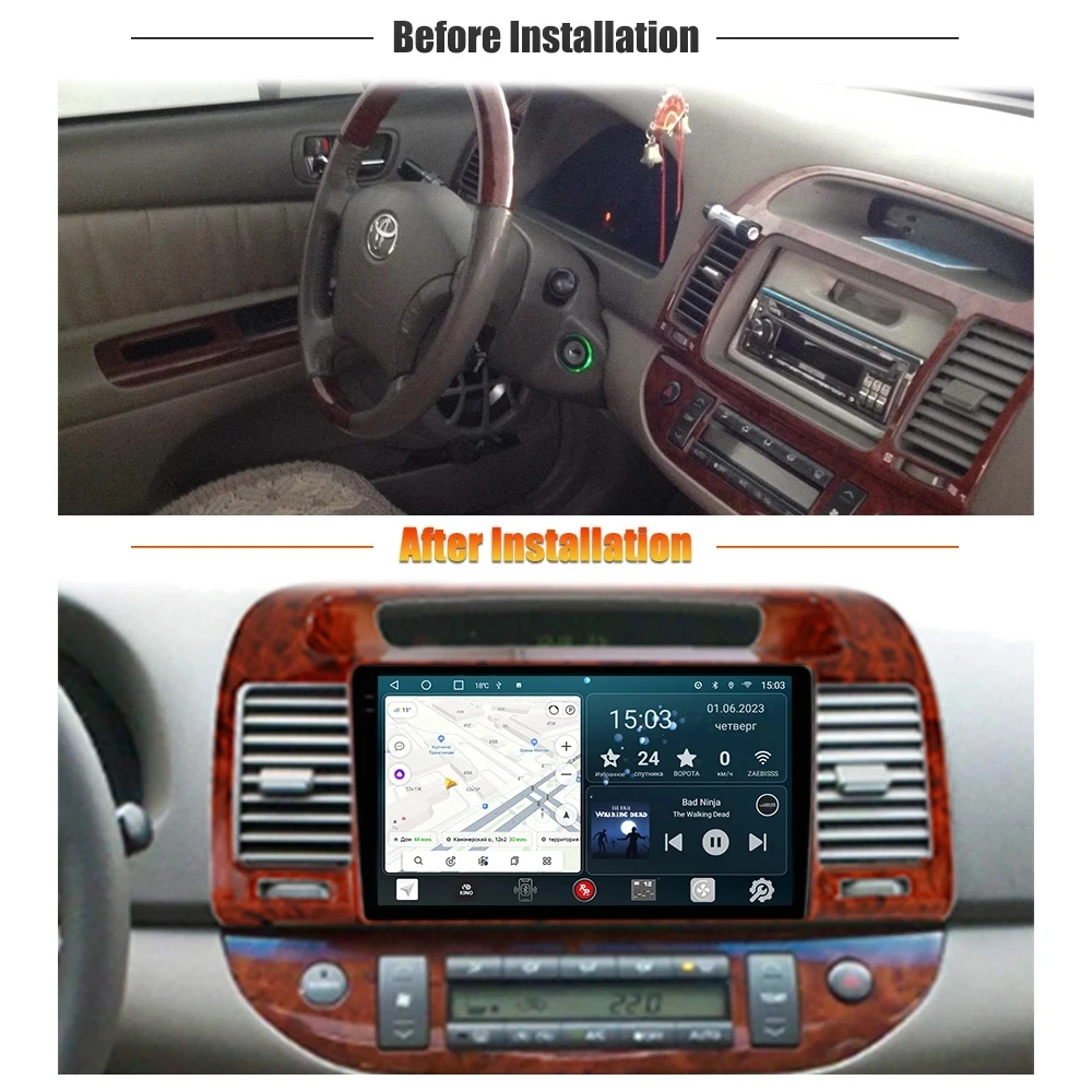 Android 16 Carplay Car Radio For Toyota Camry 5 2002 2003 2004 2005 2006 Multimedia Video Player GPS Navigation 2 Din DVD Stereo