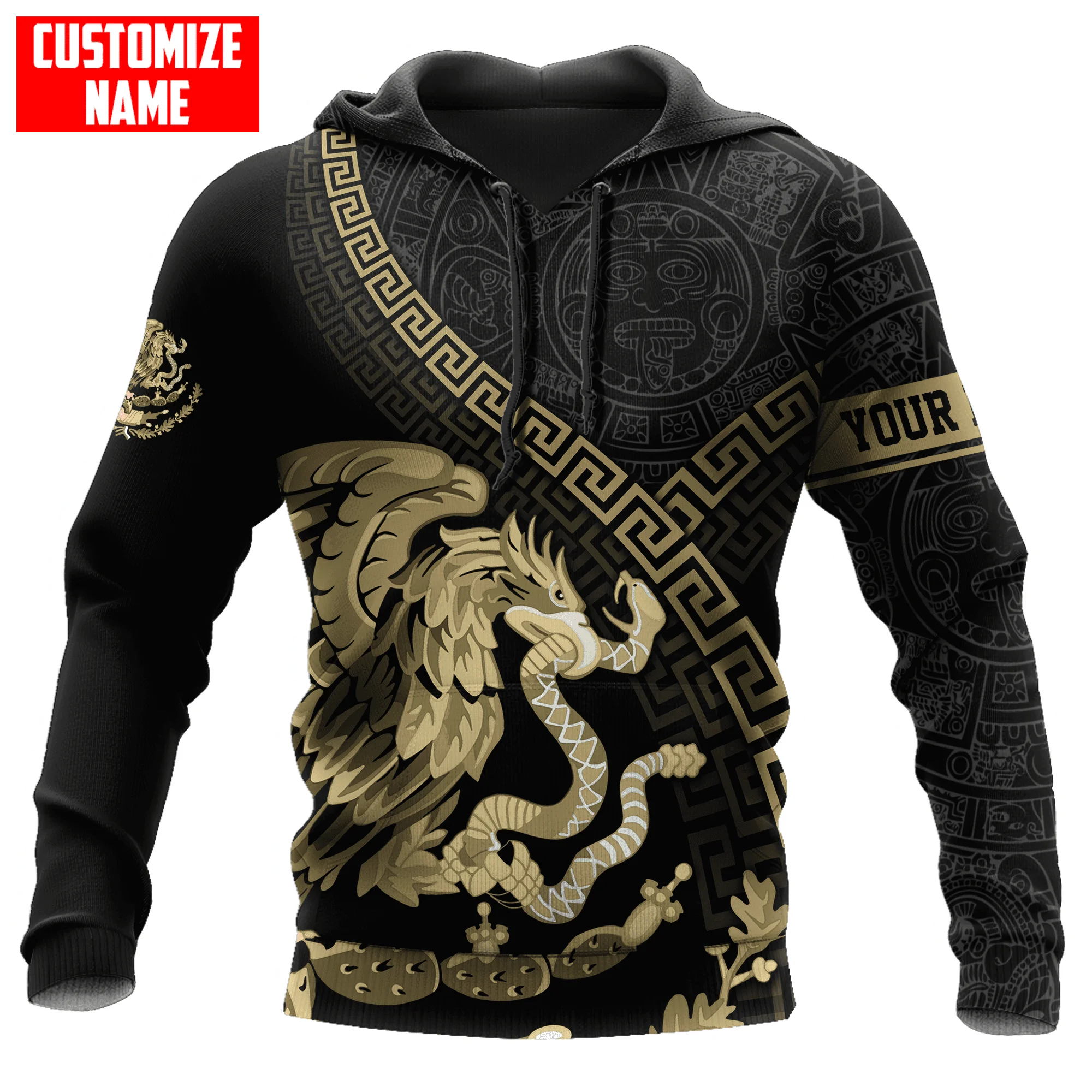 

Personalized Name Mexico Aztec Gold 3D All Over Printed Fashion Men's hoodies Unisex pullover Casual Jacket Tracksuits TDD123