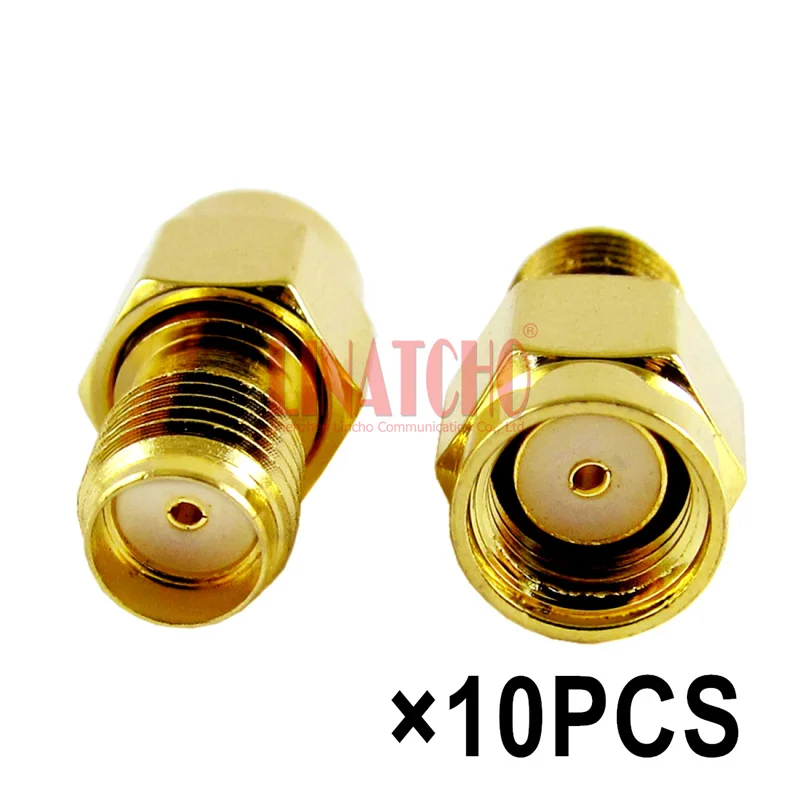10PCS Gold Plated 50 ohm Reverse Polarity RP SMA Male to SMA Female Adaptor WIFI Antenna Cable Connector