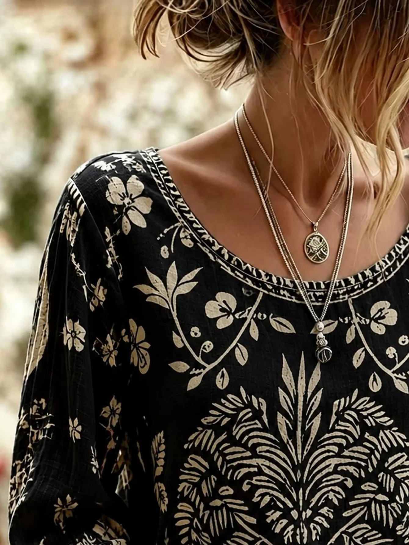 Women Plus Size Blouse 3D Floral Print Long Sleeve Loose Fit Boho Tunic Top
