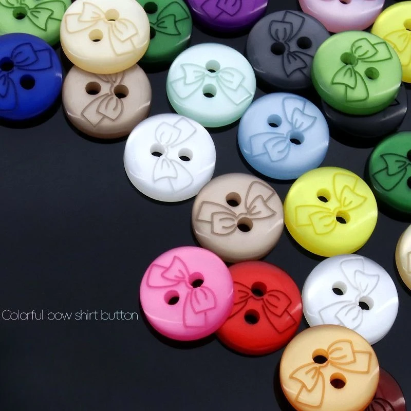 11Mm/20pcs Two-eye Bow Button Delicate Cute Resin Button Women's Shirt Chiffon Small Buttons Kid's Clothing Buttons