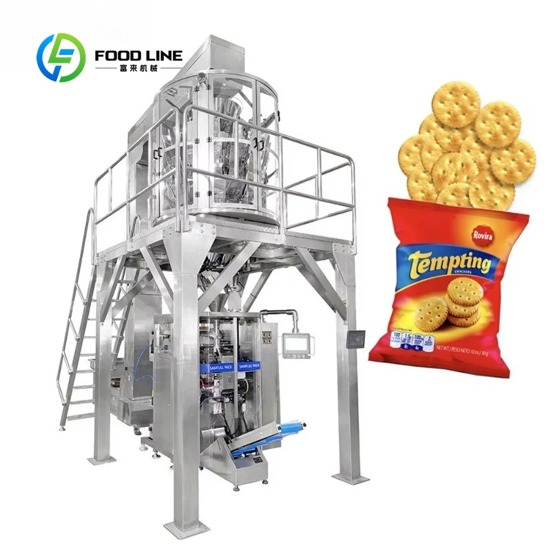 Customized High Speed Weighing Vertical Pillow Bag Packing Machine For Biscuit Cookie Multifarious Leisure Snack Food Plant