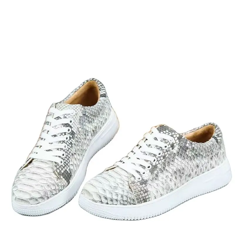 2023 new arrival Fashion snake skin causal shoes men,real leather sneakers PDD258