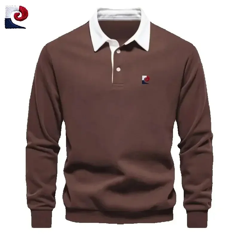 

Spring and Autumn Men's High Quality Long Sleeve Collar Polo Shirt New Fashionable, Casual, Comfortable, Versatile Top