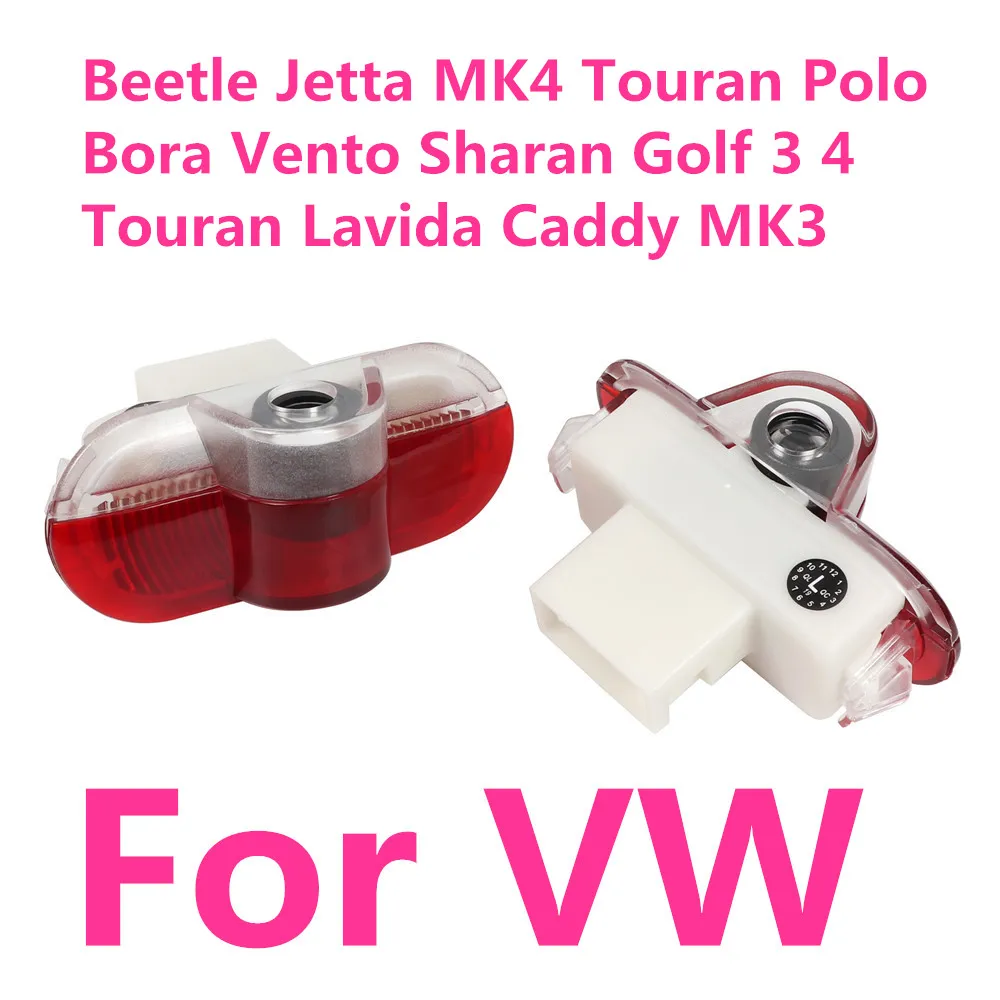 2 uds para Volkswagen VW GOLF 3 4 MK3 MK4 Jetta Beetle Bora Caddy Touran LED puerta de coche Ghost Shadow Logo accesorios de luz de bienvenida