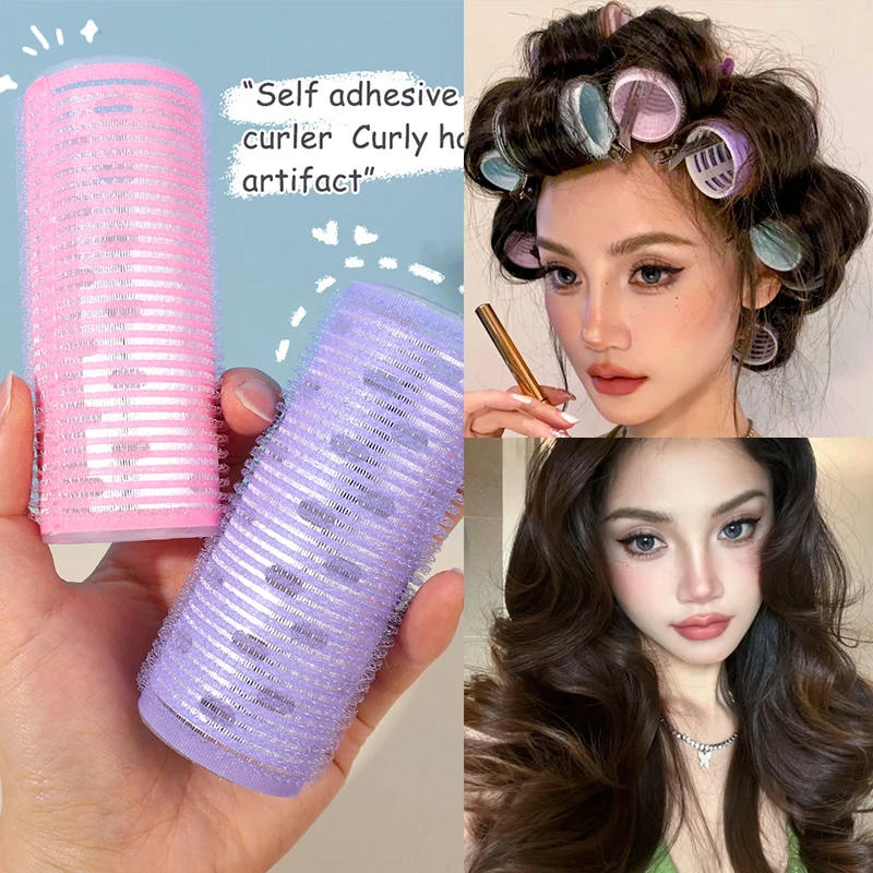 

Multi Size Self-adhesive Curling Tube Lazy Air Bangs Roll Hair Curler DIY Hairdressing Styling Tool for Women Purple Pink Roller