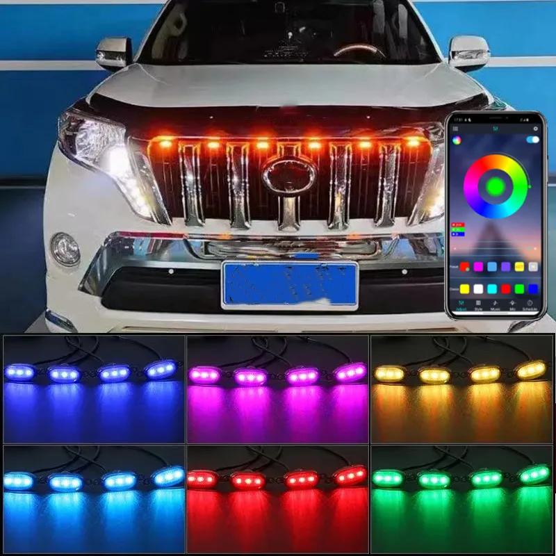 

12V Car LED Front Grille Light RGB App control Grill Smoke Mini LED light for Ford F150 F250 F350 for Raptor For Toyota Tacoma