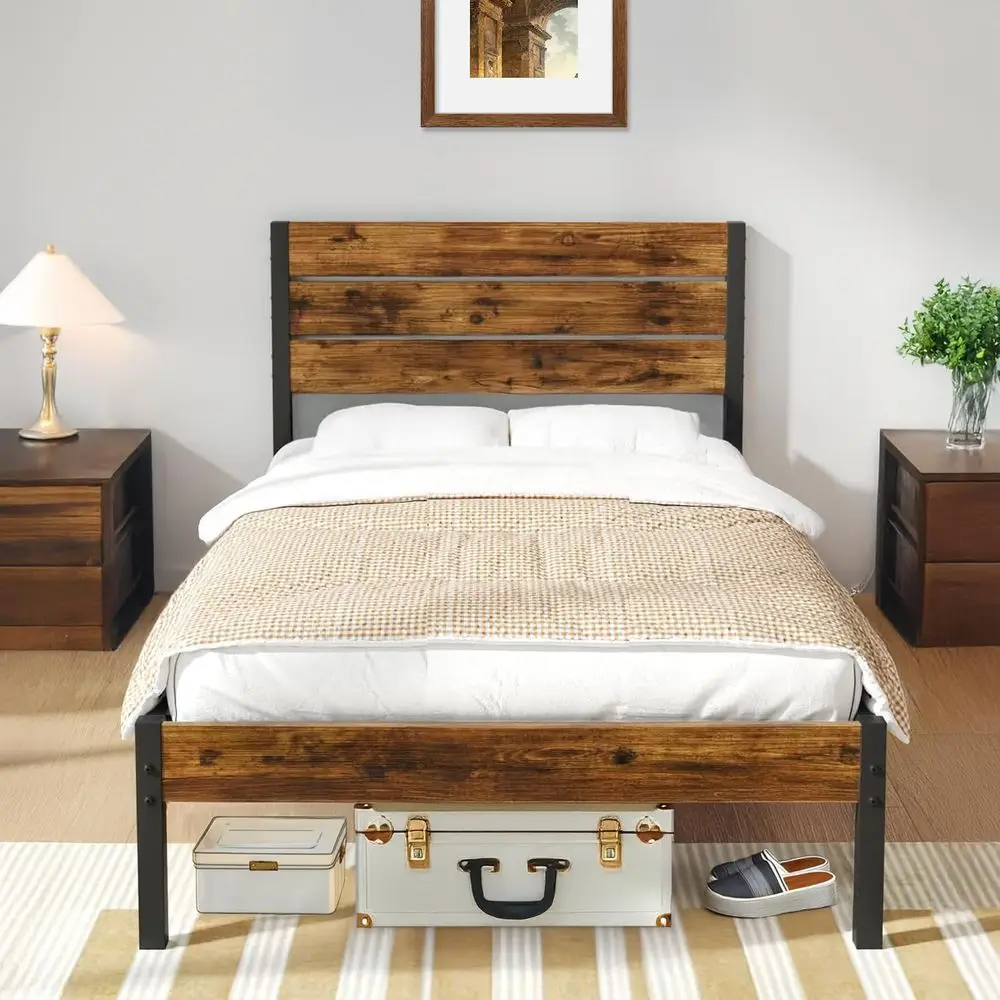 Cama Individual con Cabecera y Pie de Cama, Base de Cama con Cabecera Individual, Espacio de Almacenamiento Debajo de la Cama, B