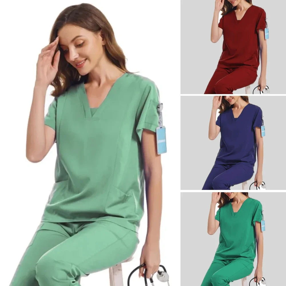 Uniforme médico de tela elástica de secado rápido para mujer, conjunto de enfermería, traje de médico y enfermera, uniforme de Cirugía Pediátrica, accesorios de enfermera