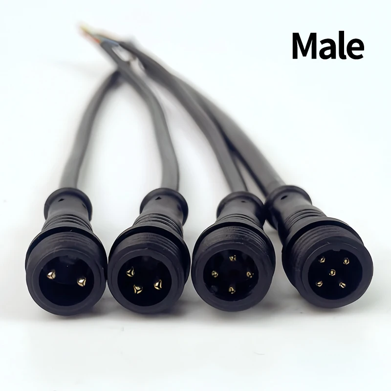 10PCS IP65 M12 Waterproof Electrical Connector Pre-wired Male Female Wire Plug 2P 3P 4P 5Pin Panel Mount Aviation Connector